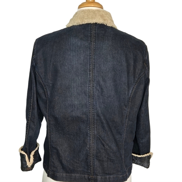 FDJ Denim Faux Fur Collar Streetwear Flip Cuff Western Cowgirl Size XL - Picture 2 of 10